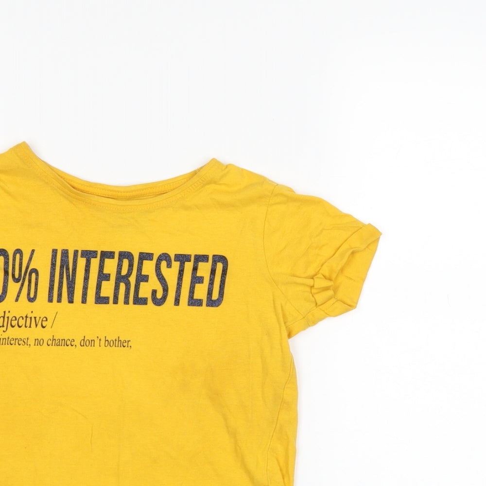 Primark Girls Yellow   Basic T-Shirt Size 8-9 Years  - slogan
