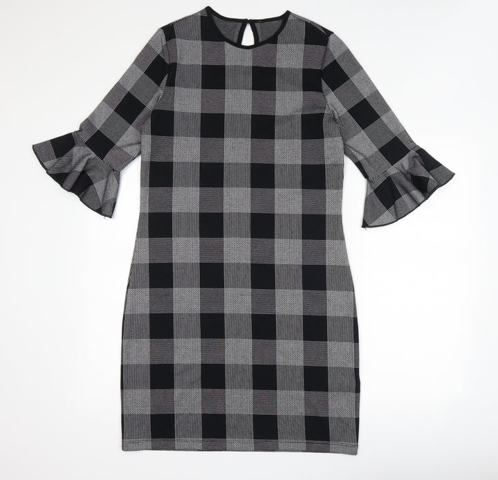 Marks and Spencer Womens Black Check Bodycon Size 10