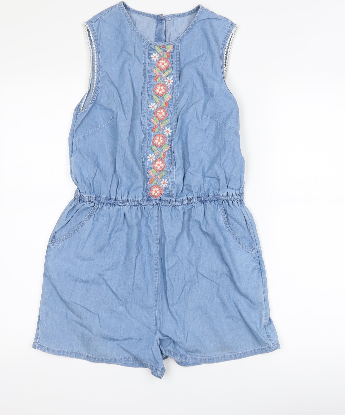 George Girls Blue Floral  Playsuit One-Piece Size 13-14 Years