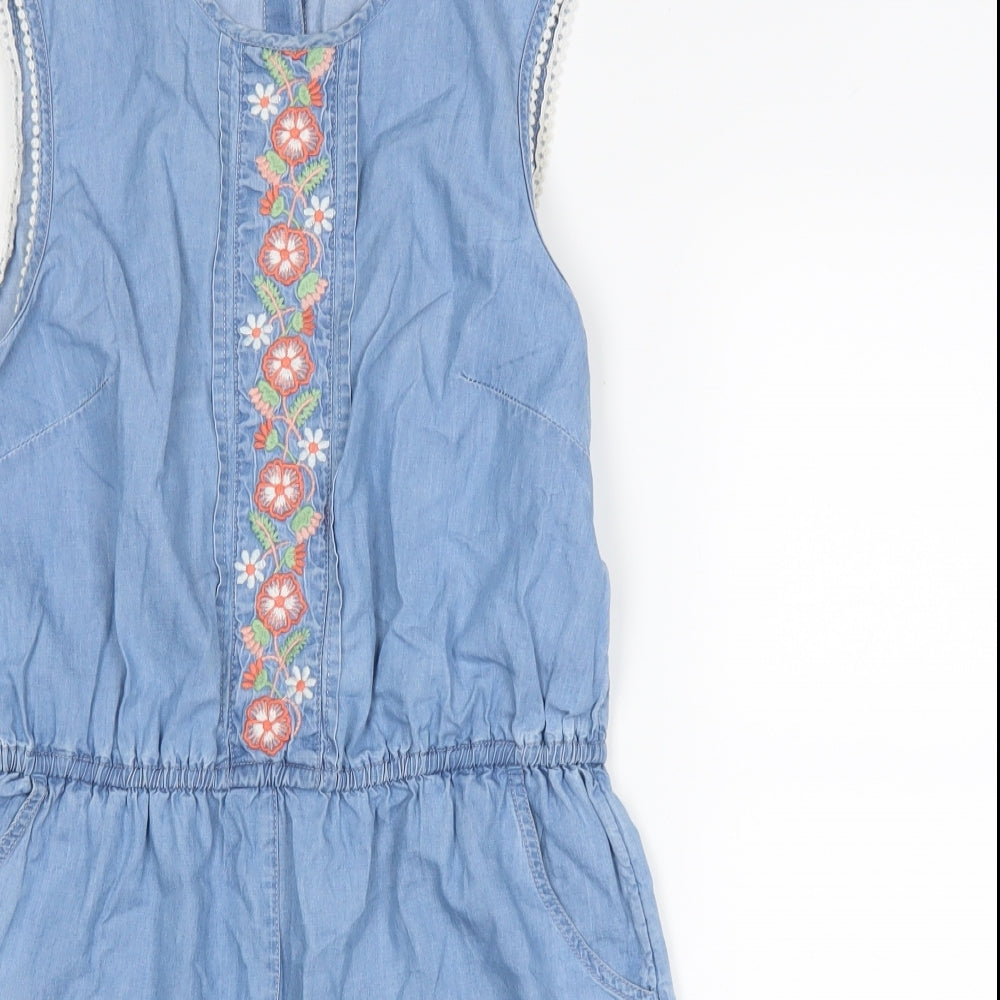 George Girls Blue Floral  Playsuit One-Piece Size 13-14 Years