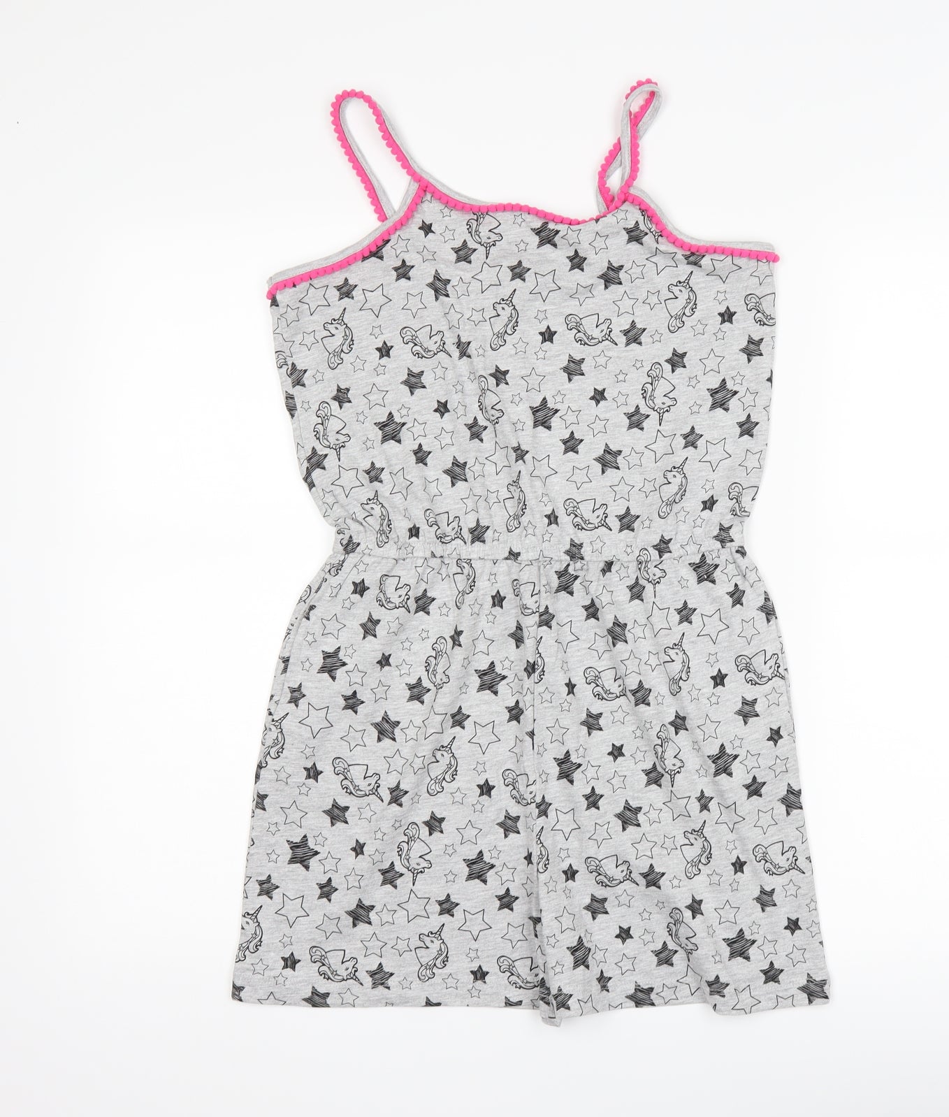 Matalan Girls Grey   Playsuit One-Piece Size 13 Years  - Unicorns
