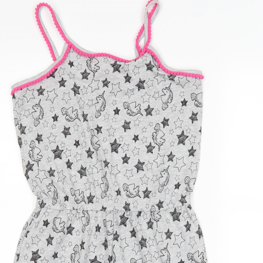Matalan Girls Grey   Playsuit One-Piece Size 13 Years  - Unicorns