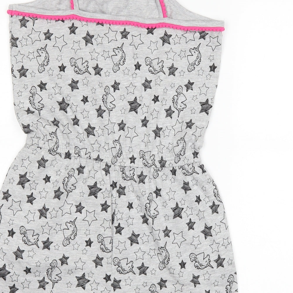 Matalan Girls Grey   Playsuit One-Piece Size 13 Years  - Unicorns