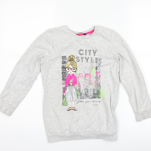 George Girls Grey   Pullover Sweatshirt Size 6-7 Years  - city style