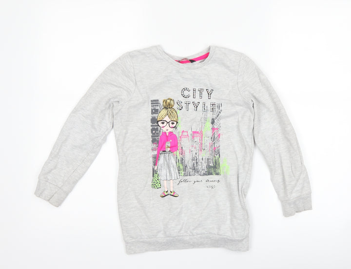 George Girls Grey Pullover Sweatshirt Size 6-7 Years - city style