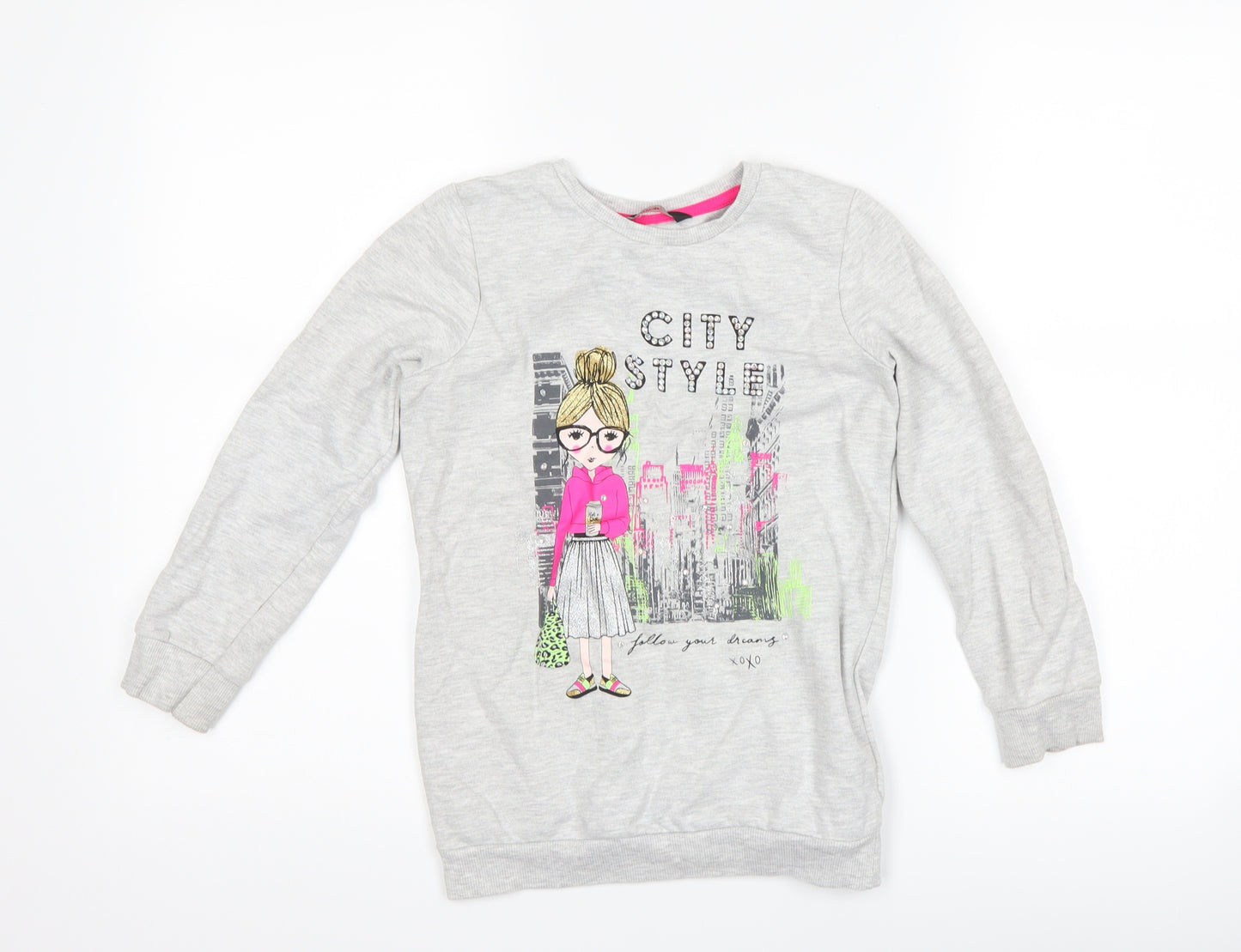 George Girls Grey   Pullover Sweatshirt Size 6-7 Years  - city style