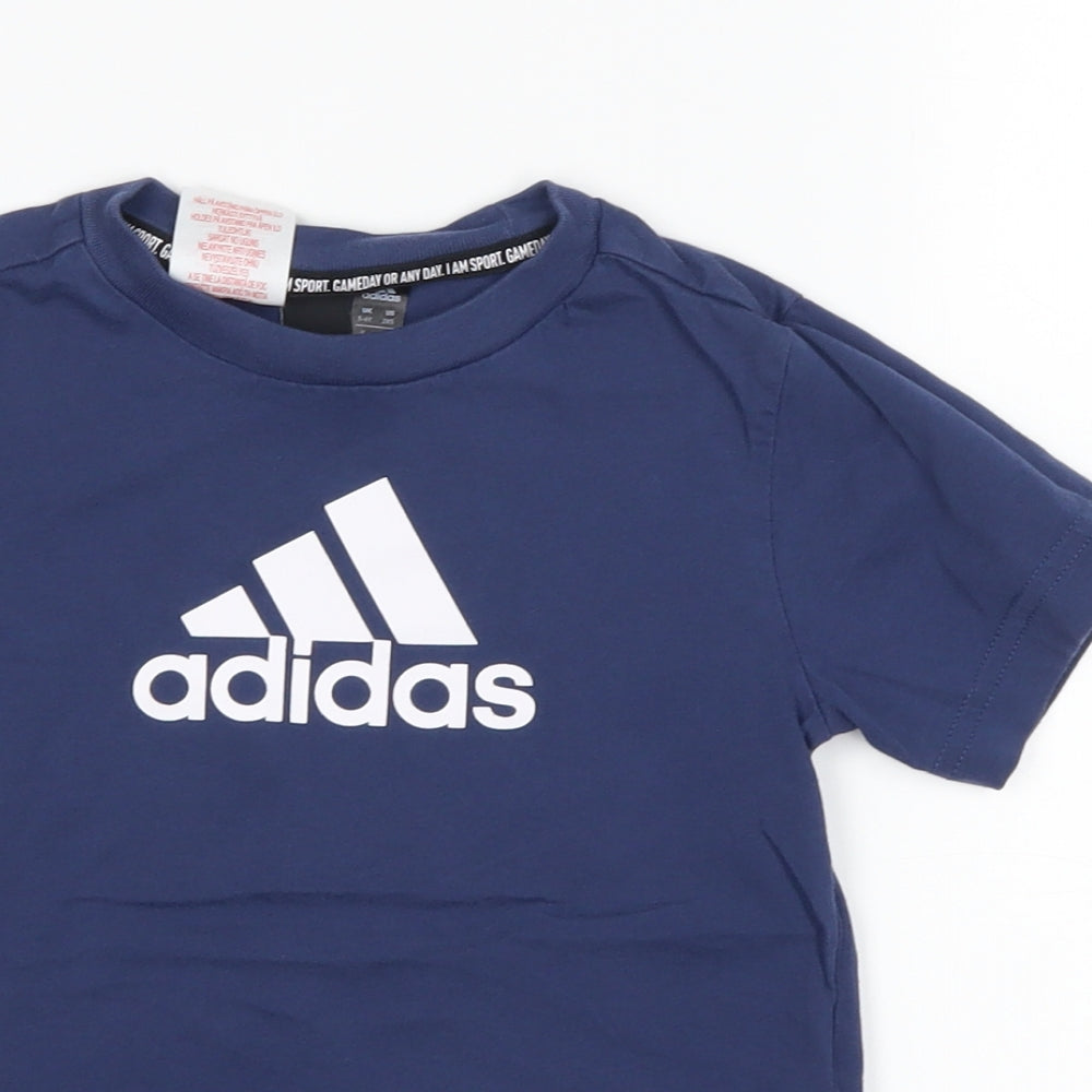 adidas Boys Blue   Basic T-Shirt Size 5-6 Years