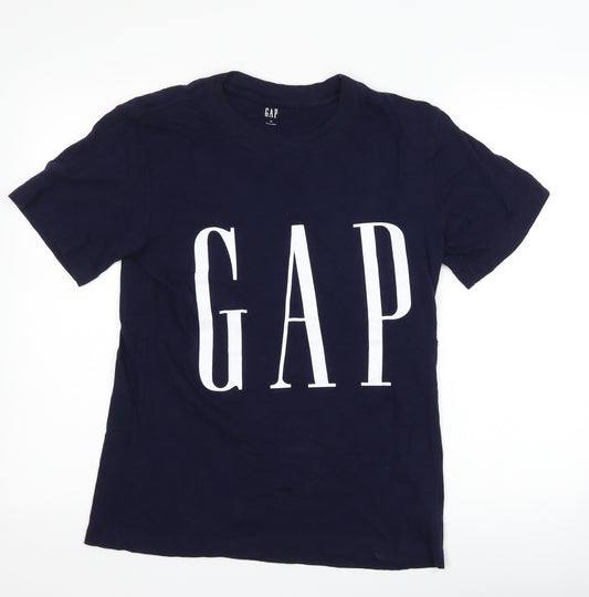 Front view of Gap men’s blue t-shirt, size XS