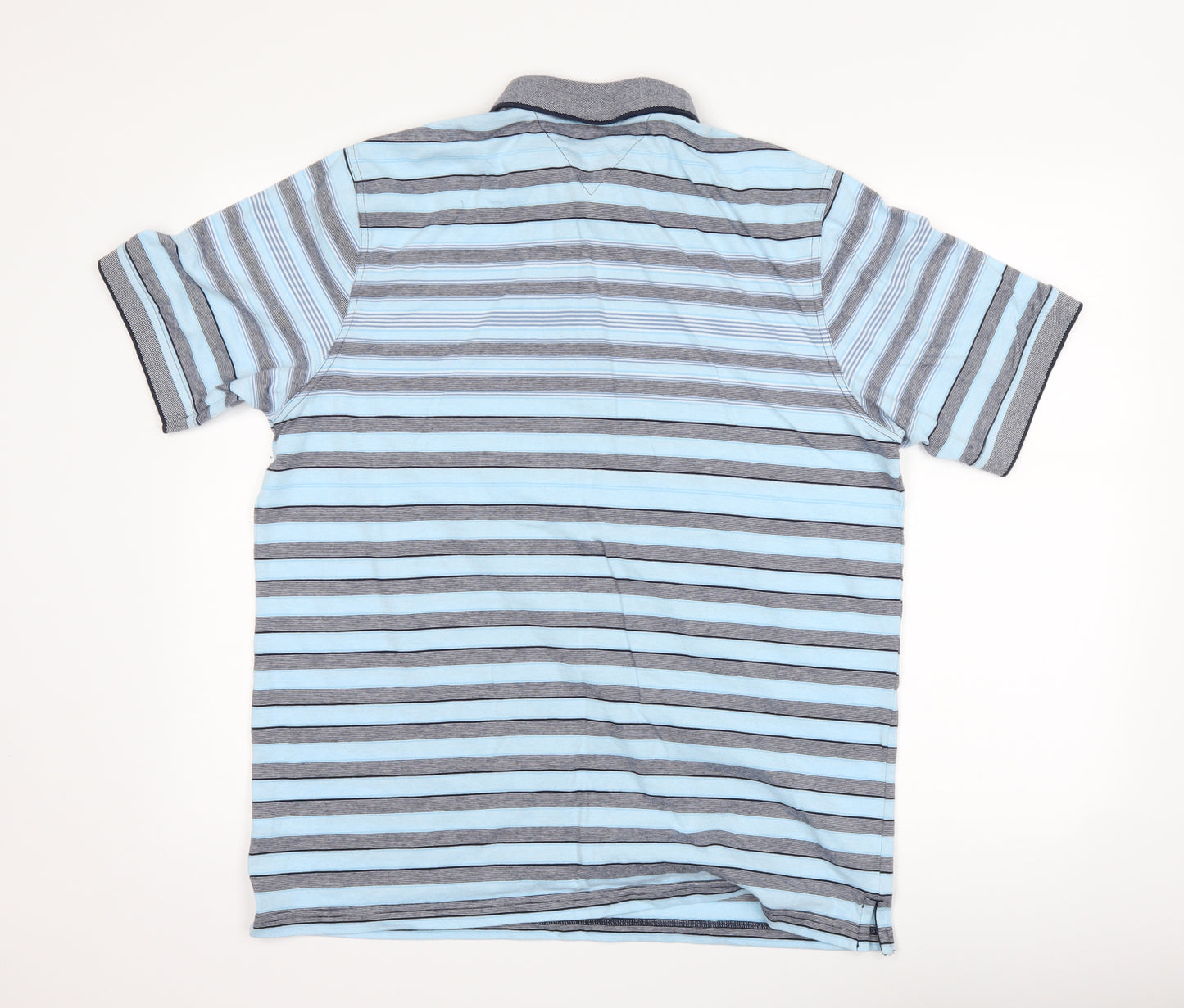 Lincoln Mens Blue Striped   Polo Size L