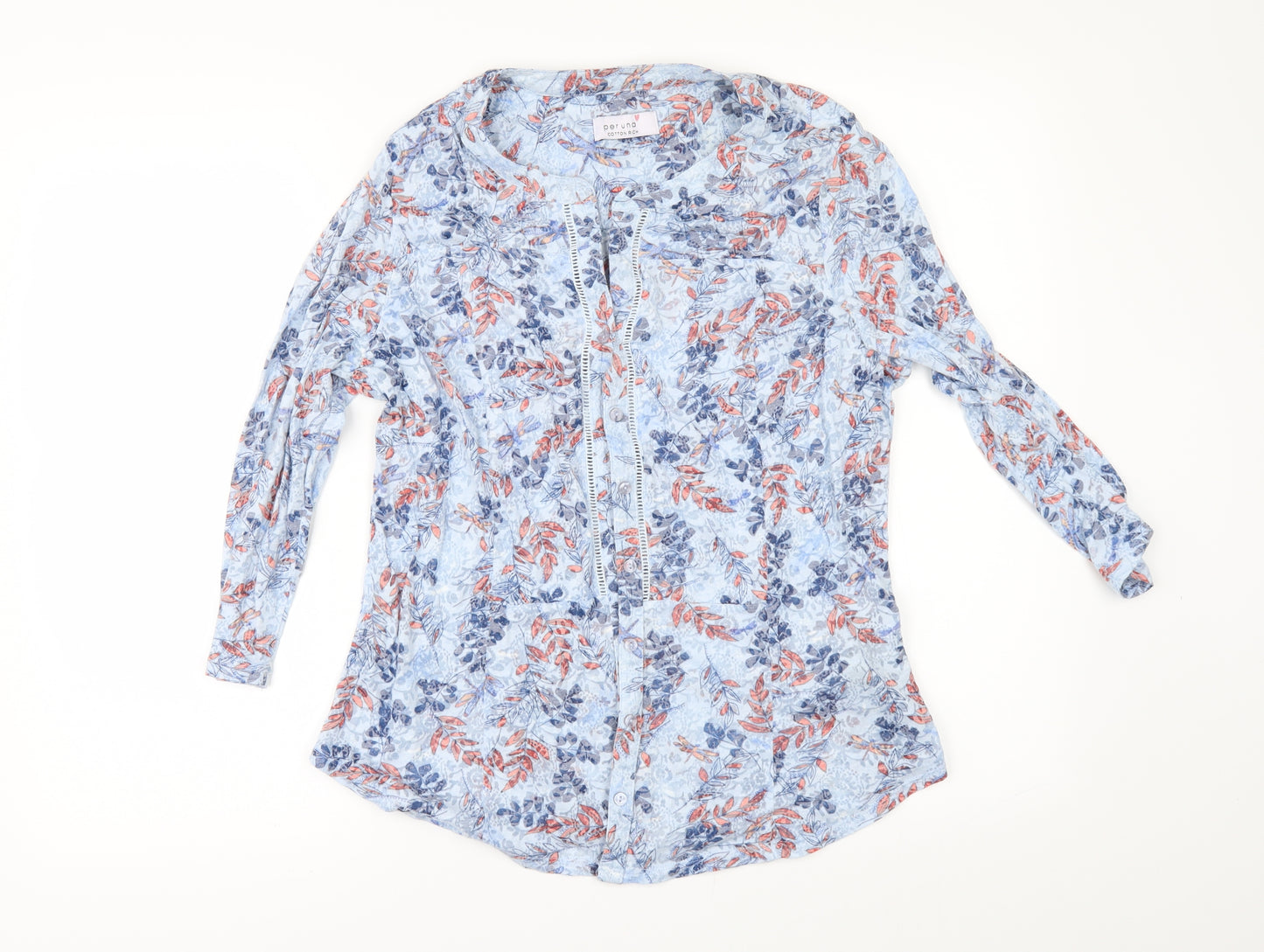 Per Una Womens Black Floral  Basic Button-Up Size 16