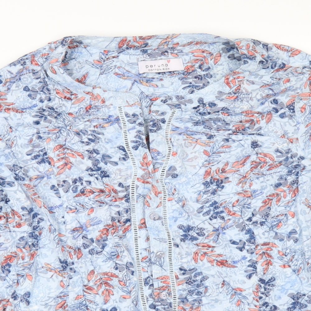 Per Una Womens Black Floral  Basic Button-Up Size 16