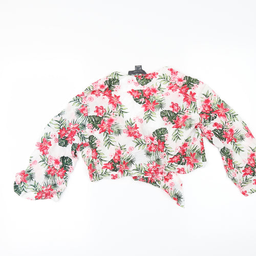Primark Womens White Floral  Kimono Blouse Size 10