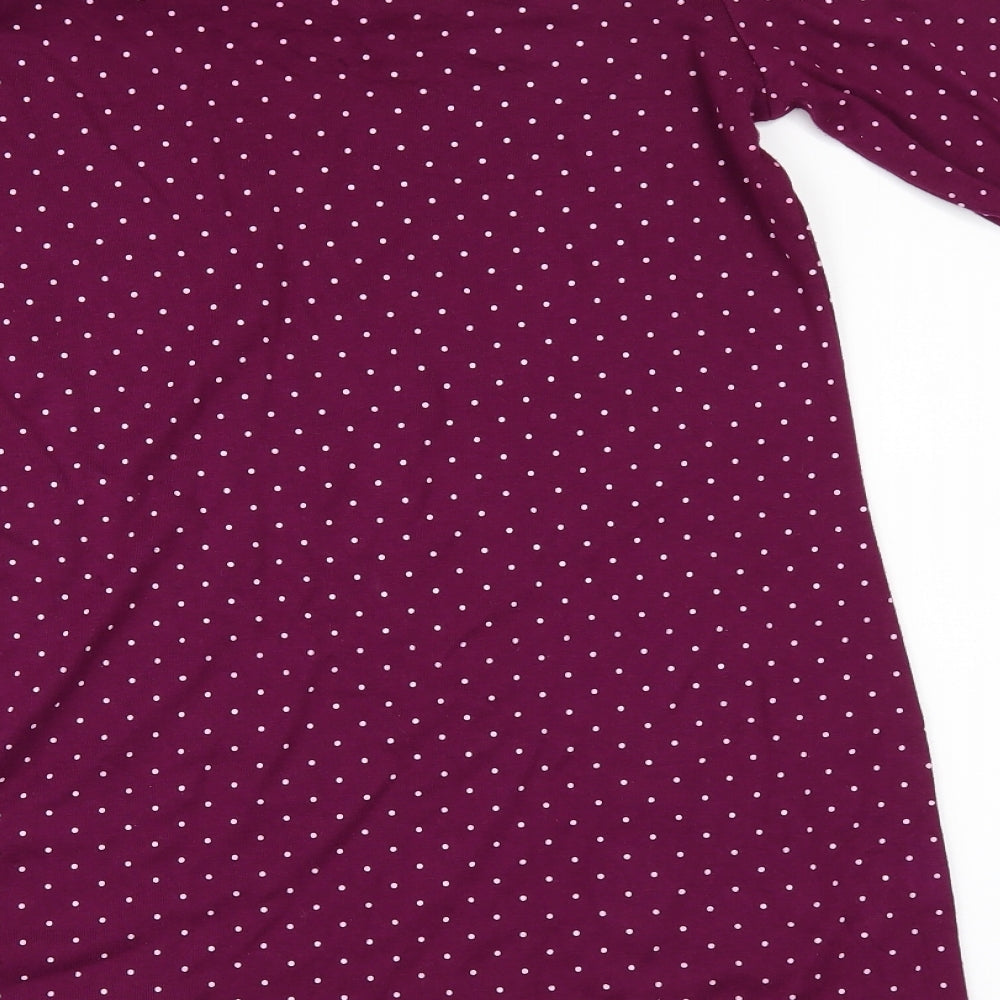 Love Leisure Womens Purple Polka Dot  Basic T-Shirt Size 14