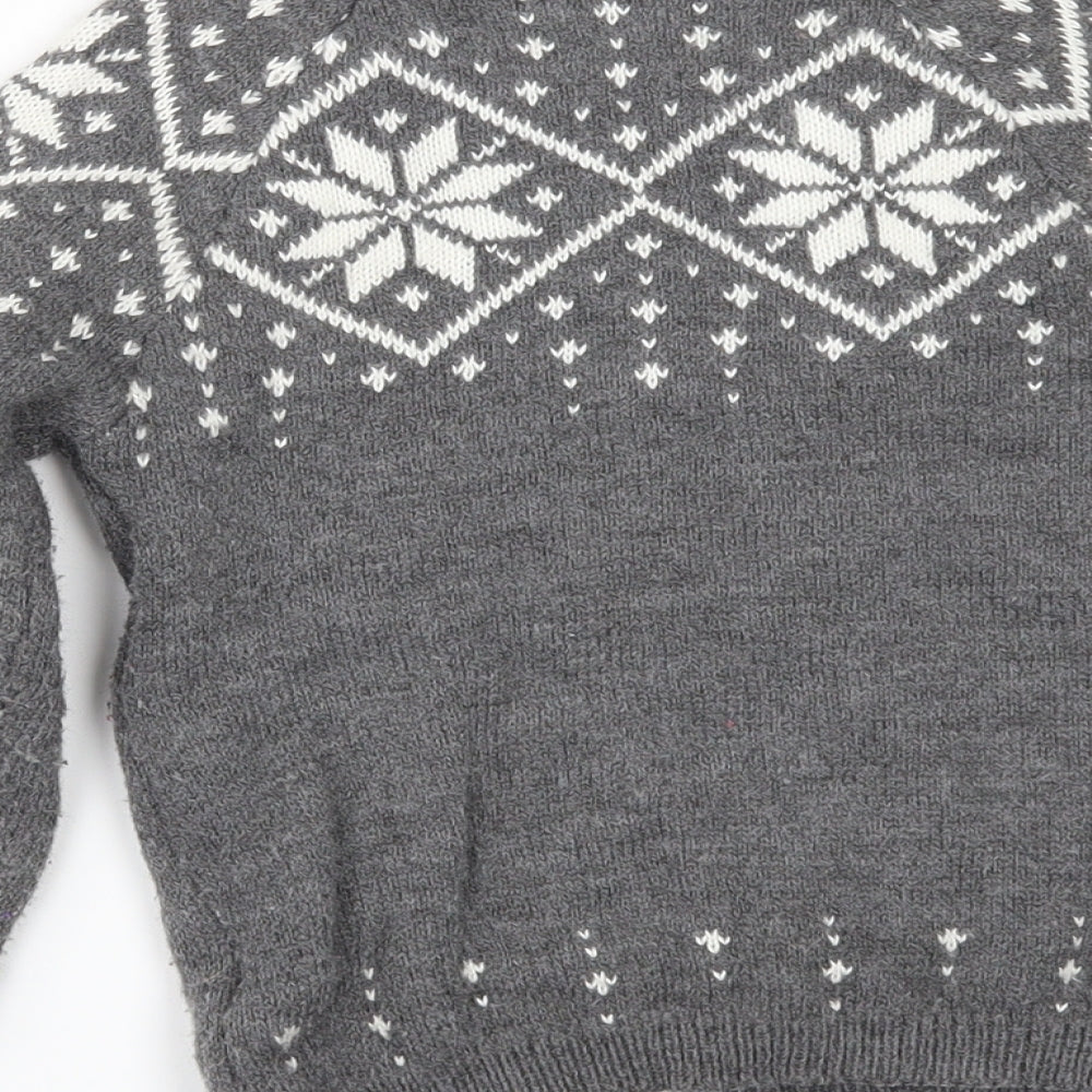 Primark Boys Grey   Pullover Jumper Size 5-6 Years  - Grinch Christmas