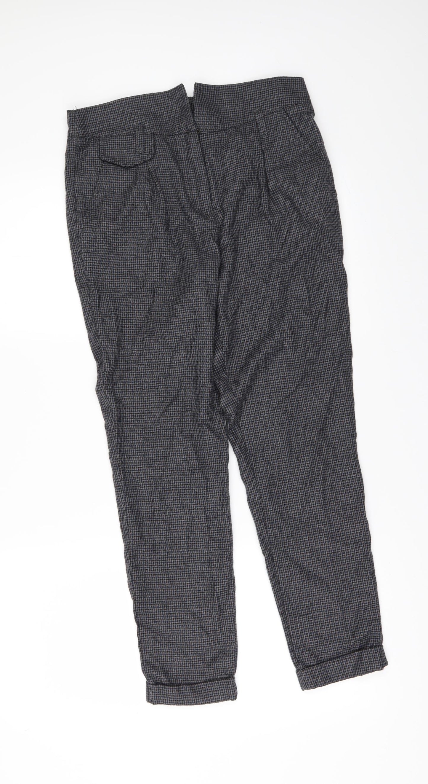 Topshop Womens Grey Check  Trousers  Size 10 L26 in