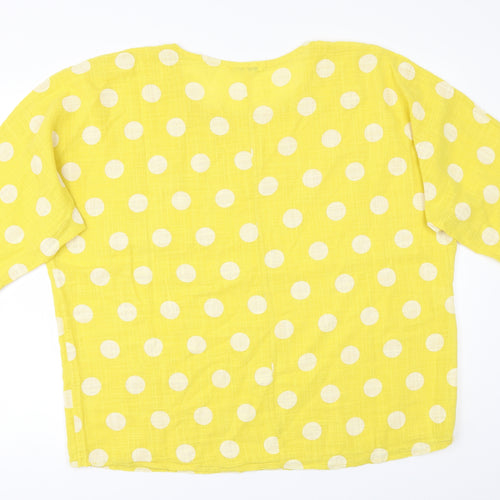 Preworn Womens Yellow Polka Dot  Basic Button-Up One Size
