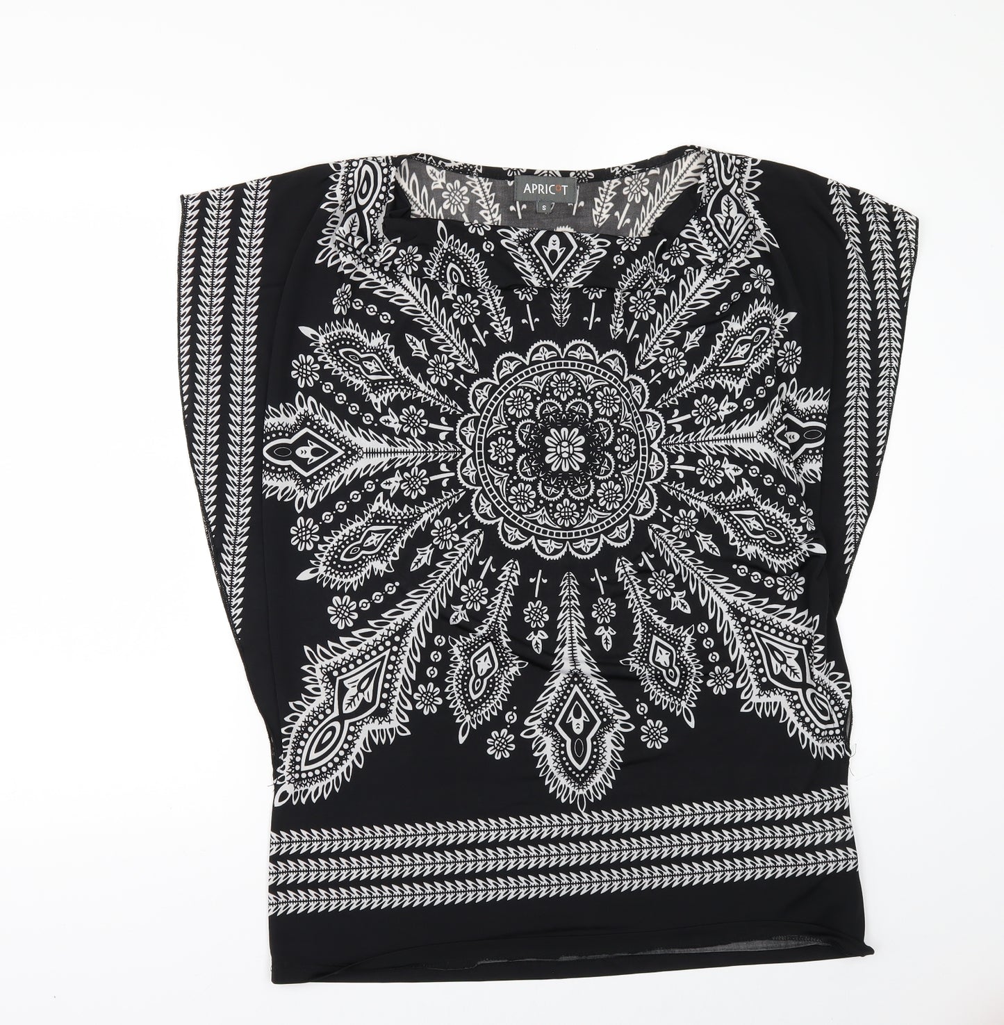 Apricot Womens Black Geometric  Basic T-Shirt Size S