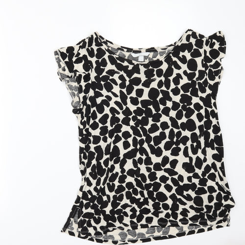H&M Womens Black Geometric  Basic T-Shirt Size S