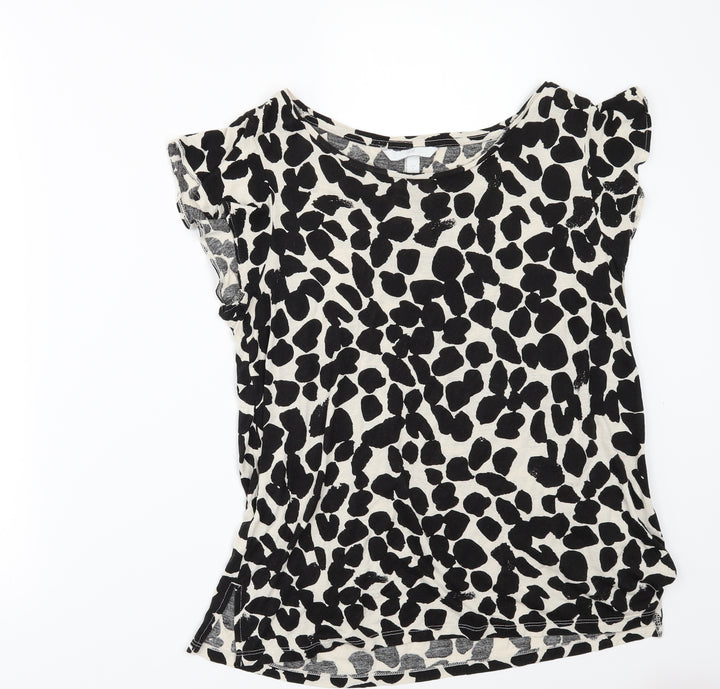 H&M Womens Black Geometric Basic T-Shirt Size S