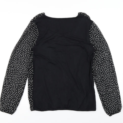 George Womens Black Polka Dot  Basic Blouse Size 10