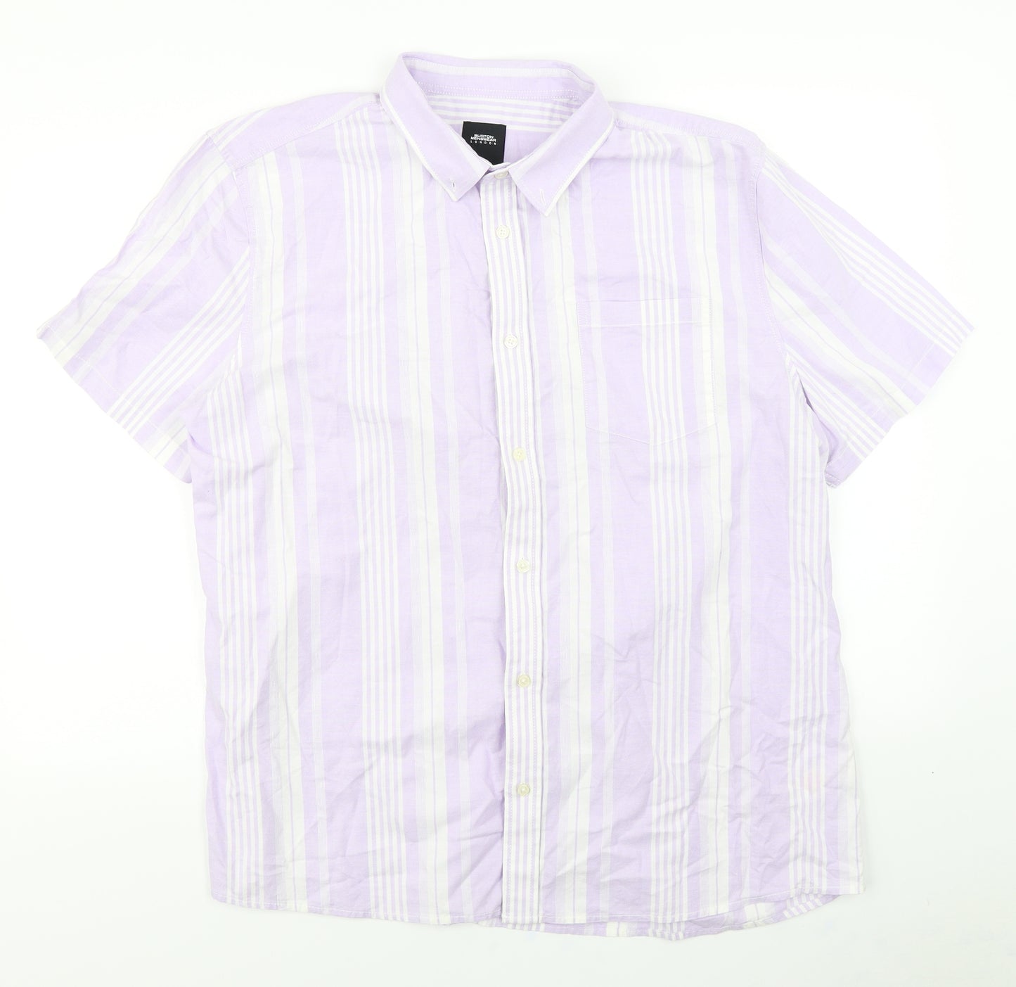 Burton Mens Purple Striped   Button-Up Size XL