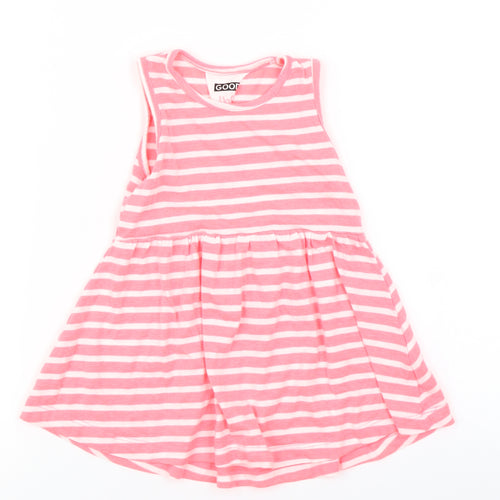 Young Dimension Girls Pink Striped  Skater Dress  Size 2-3 Years