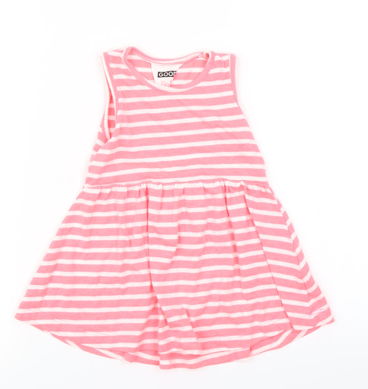 Young Dimension Girls Pink Striped  Skater Dress  Size 2-3 Years