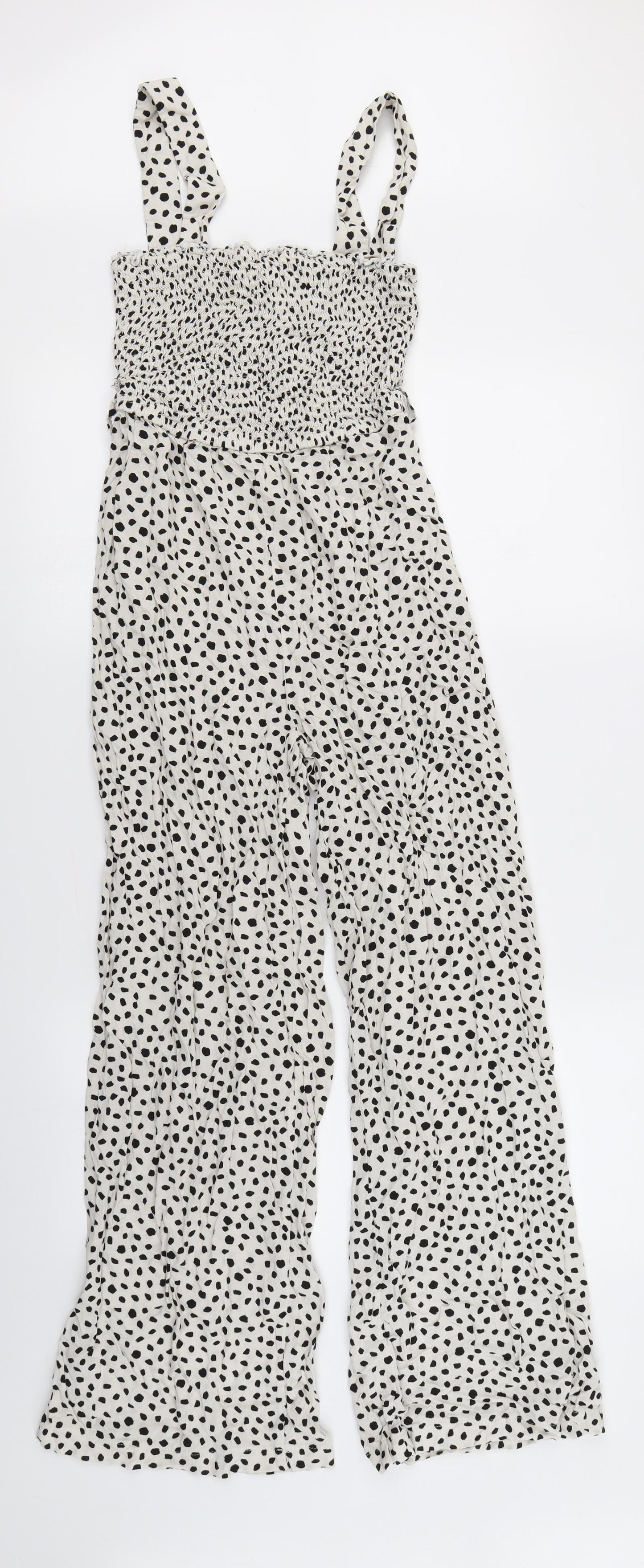 Select Womens White Polka Dot  Jumpsuit One-Piece Size 12 L27 in