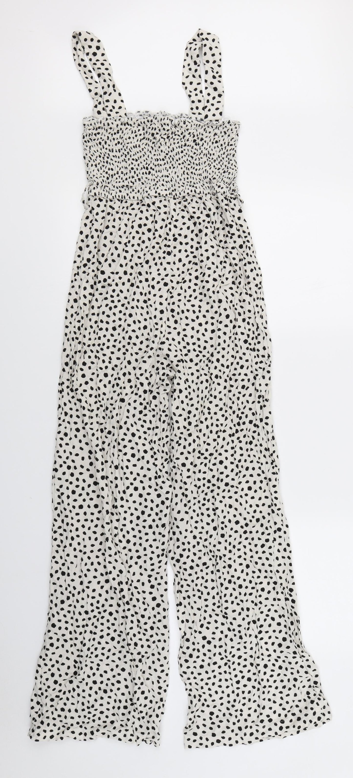 Select Womens White Polka Dot  Jumpsuit One-Piece Size 12 L27 in