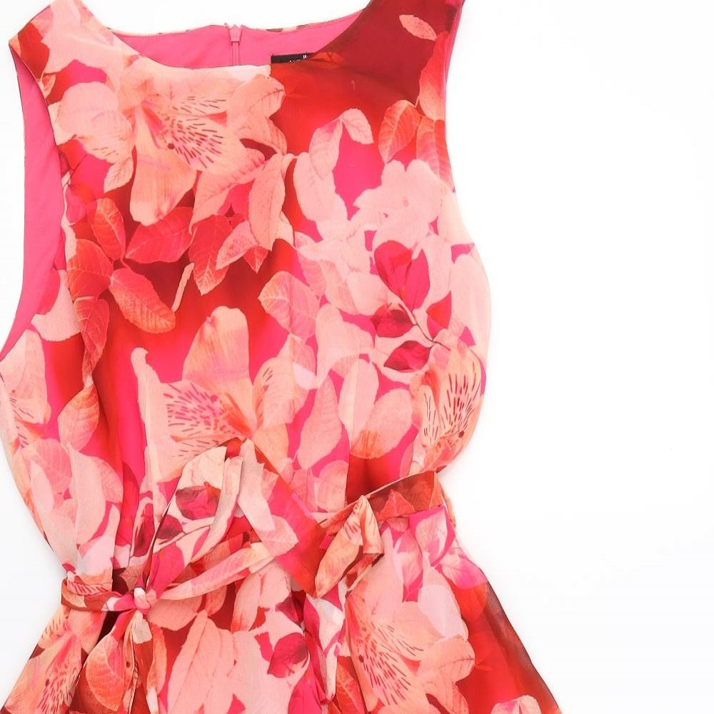 Wallis Womens Pink Floral  Fit & Flare  Size 14