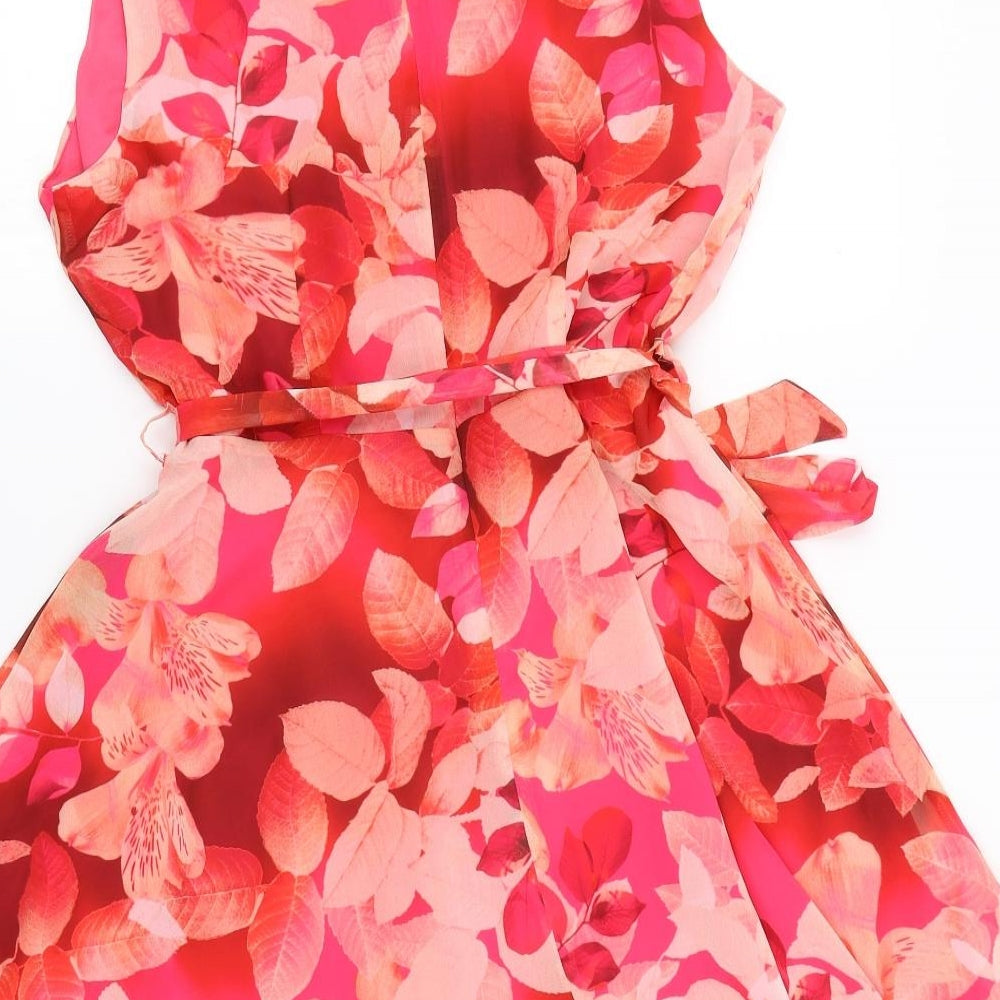 Wallis Womens Pink Floral  Fit & Flare  Size 14