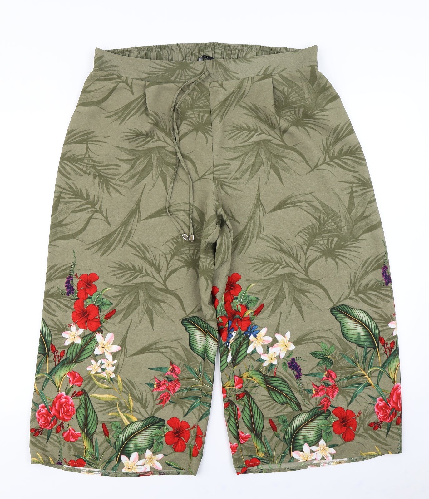 George Womens Green Floral  Capri Trousers Size 18 L20 in