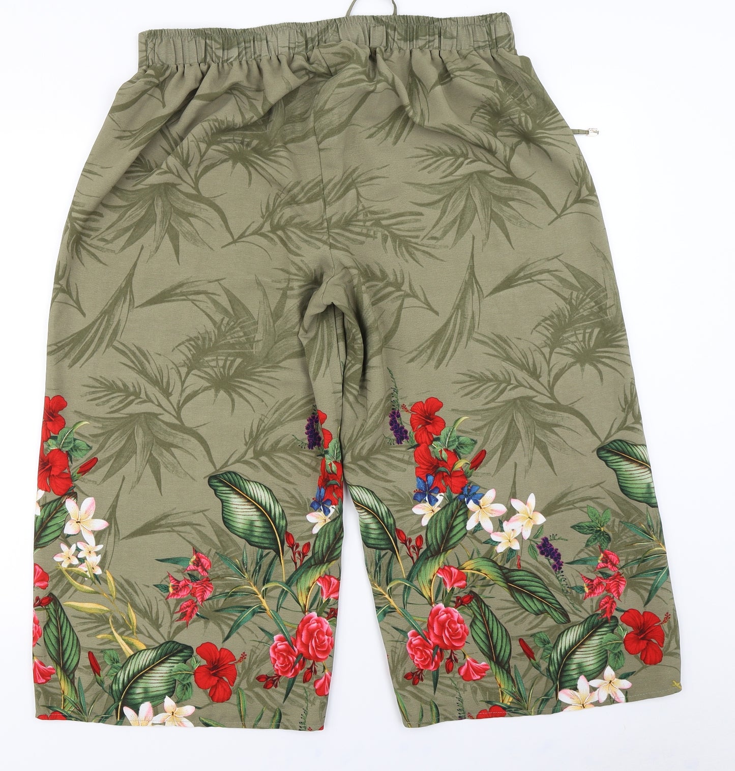 George Womens Green Floral  Capri Trousers Size 18 L20 in