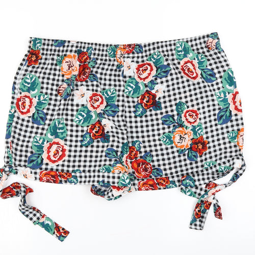 Papaya Womens Black Floral  Hot Pants Shorts Size 18