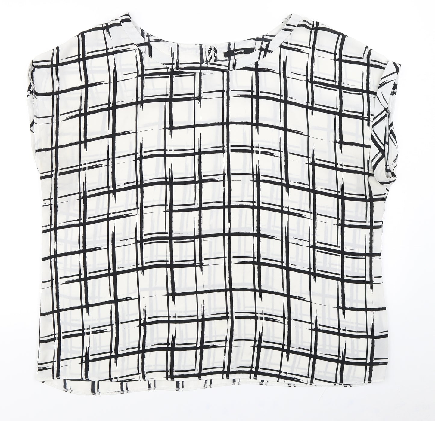 George Womens White Check  Basic Blouse Size 20