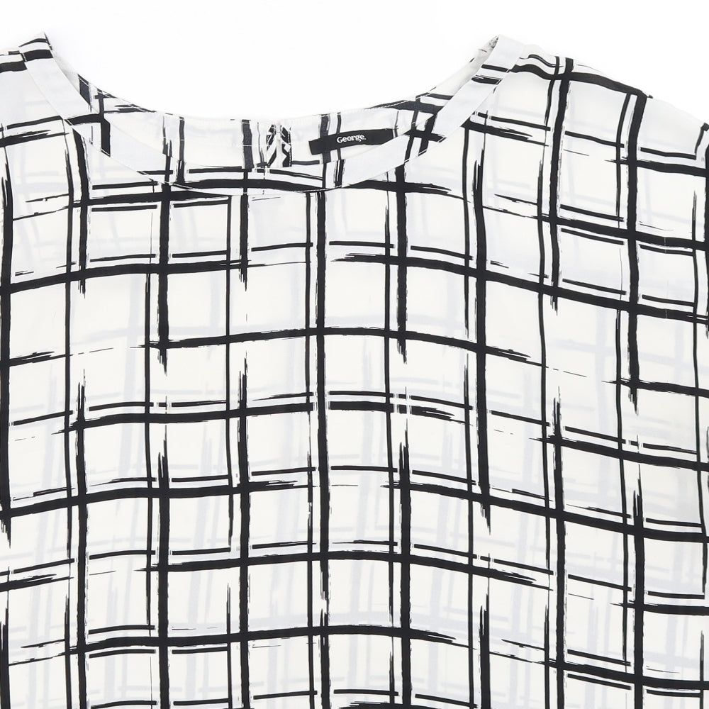 George Womens White Check  Basic Blouse Size 20