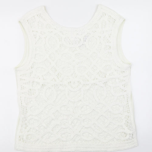 NEXT Womens White   Basic Tank Size L  - Knitted overlay