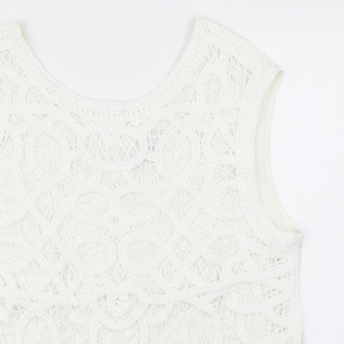 NEXT Womens White   Basic Tank Size L  - Knitted overlay