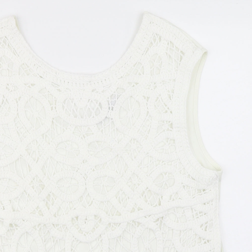 NEXT Womens White   Basic Tank Size L  - Knitted overlay