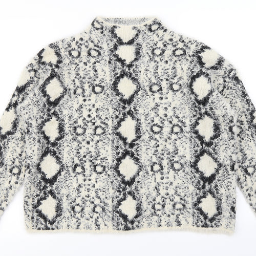 New Look Womens Beige Animal Print  Pullover Jumper Size M