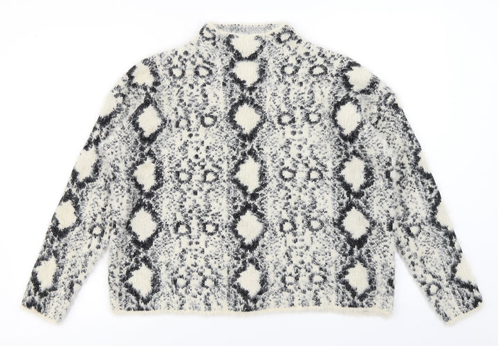 New Look Womens Beige Animal Print  Pullover Jumper Size M