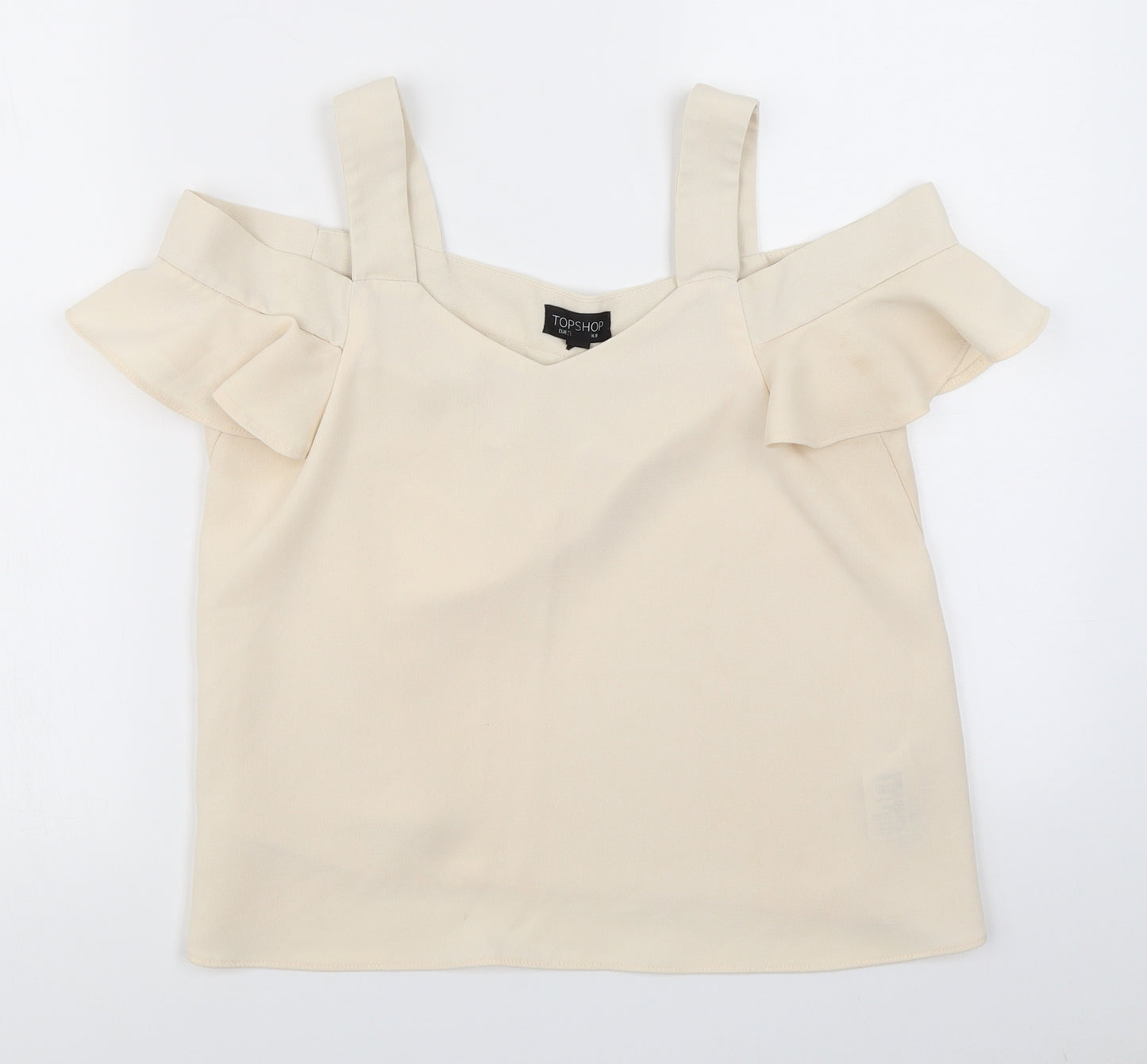 Topshop Womens Beige   Basic Blouse Size 8  - cold shoulder
