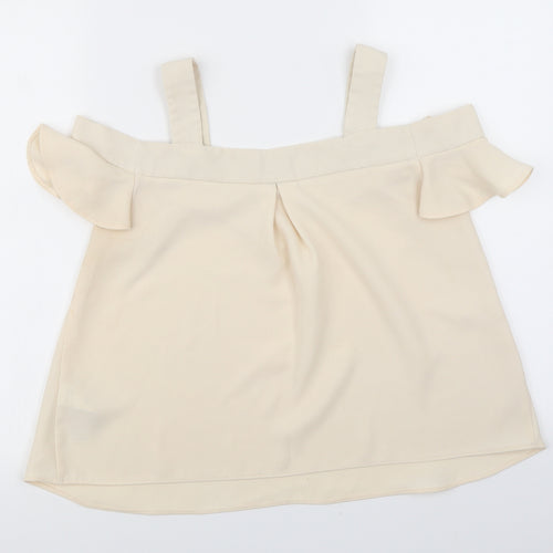 Topshop Womens Beige   Basic Blouse Size 8  - cold shoulder