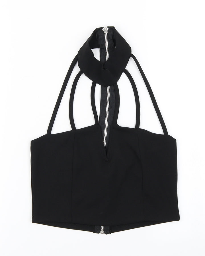 Missguided Womens Black Cropped T-Shirt Size 6