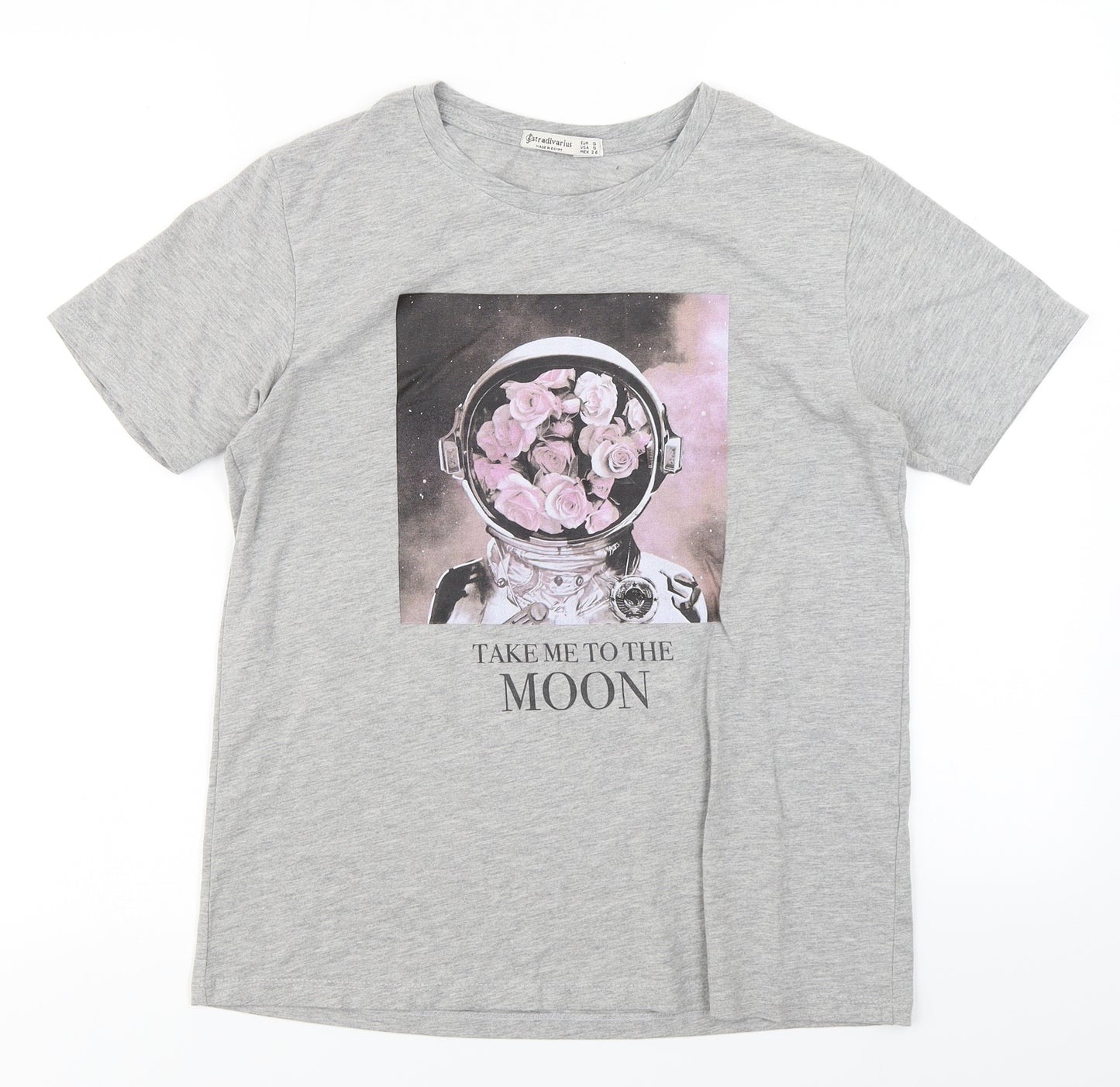 Stradivarius Womens Grey   Basic T-Shirt Size S