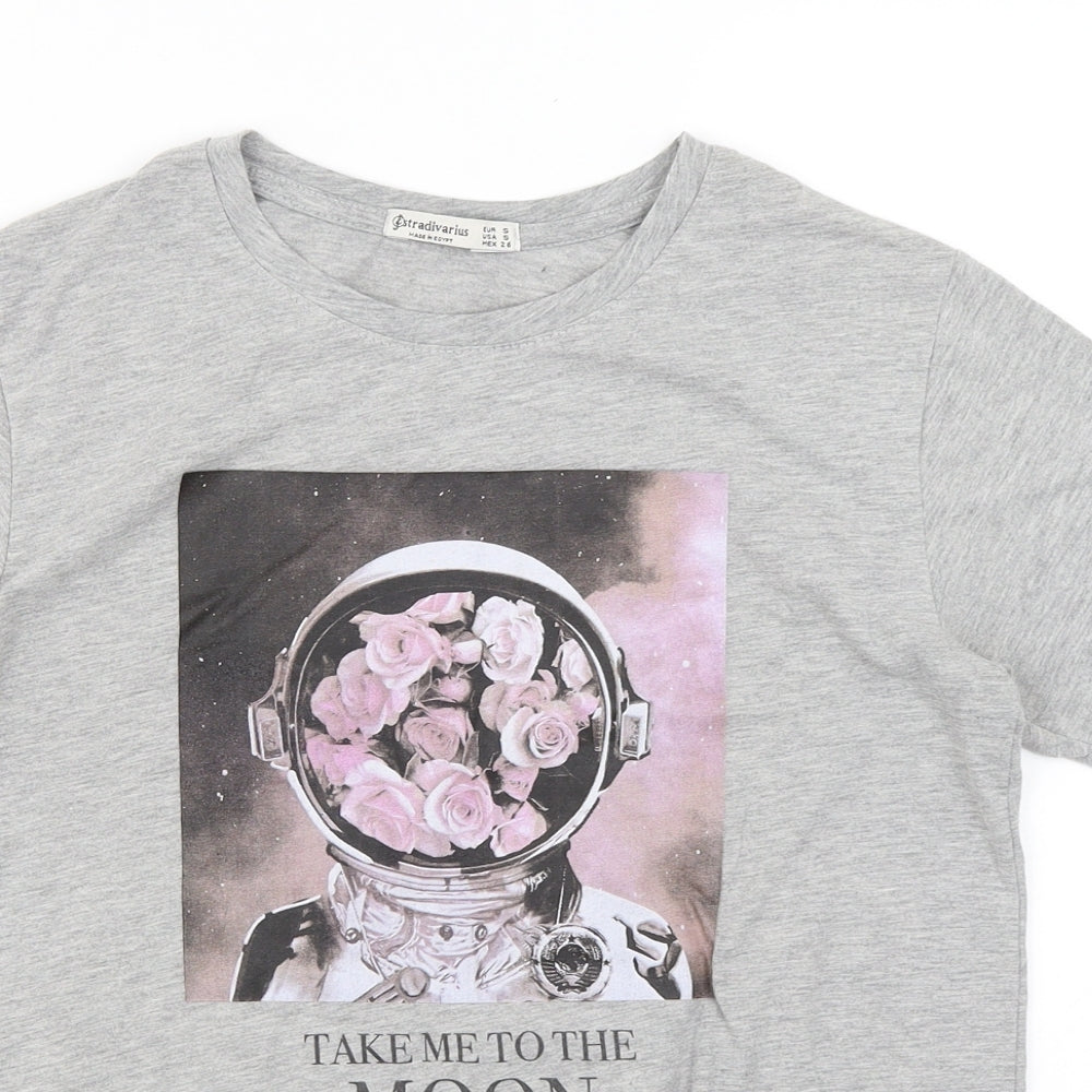 Stradivarius Womens Grey   Basic T-Shirt Size S