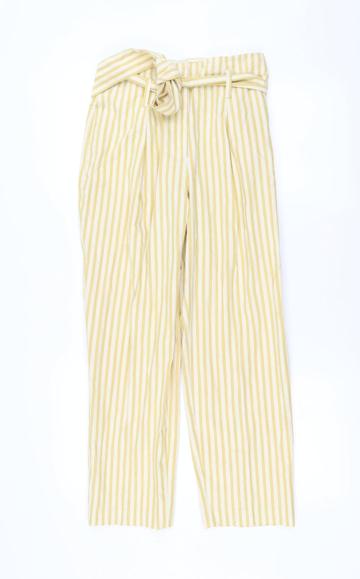 Warehouse Womens Striped Trousers Size 6 L25 in - Tie waist
