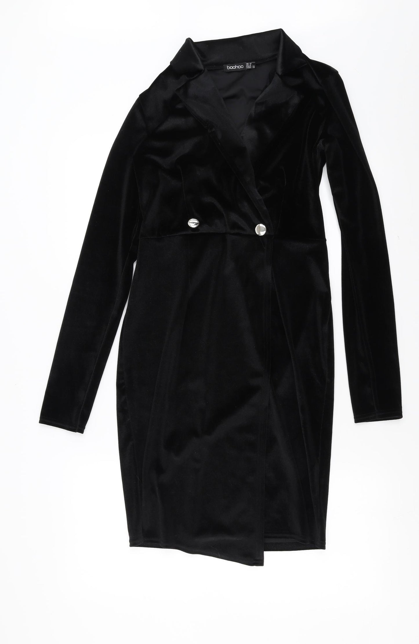 Boohoo Womens Black   Sheath  Size 10  - velvet