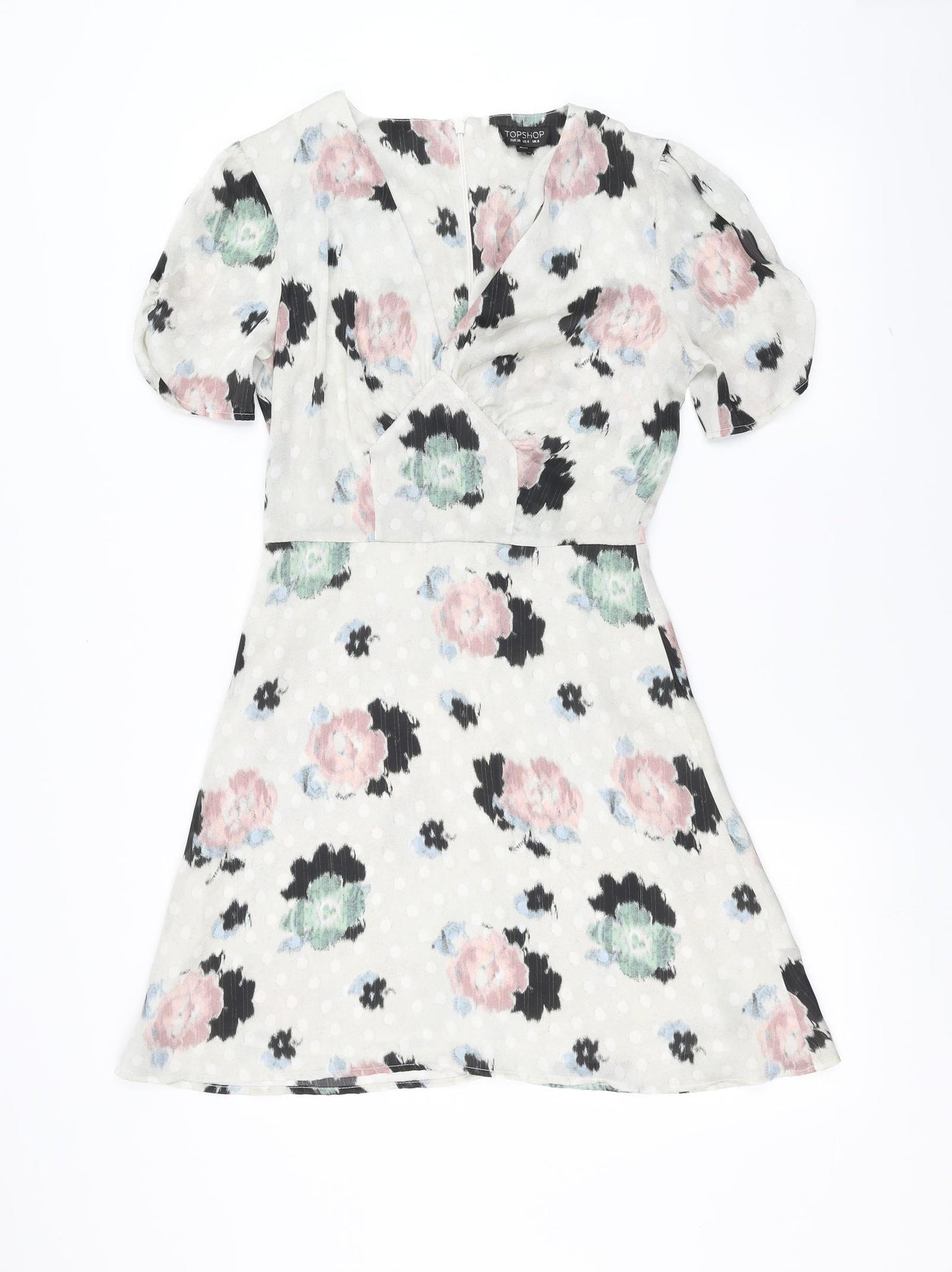 Topshop Womens Multicoloured Floral  Fit & Flare  Size 8