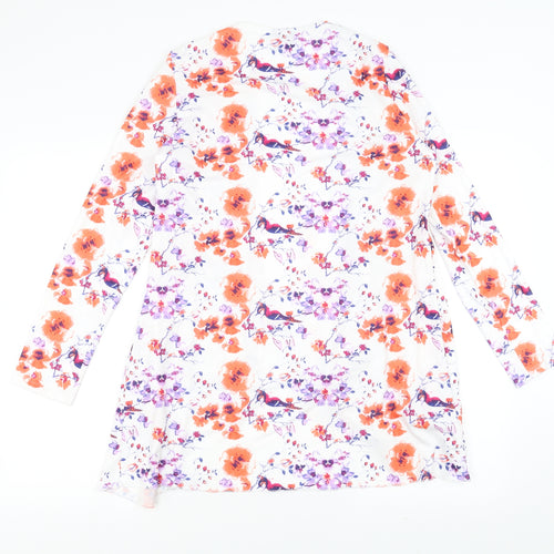 Be You Womens White Floral  Cardigan Jumper Size 12